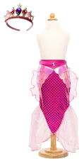 Mermaid Glimmer Skirt & Tiara, Pink, Size 5 6
