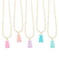 Lil Bear Thang Paperclip Necklace - Pastel Glitter