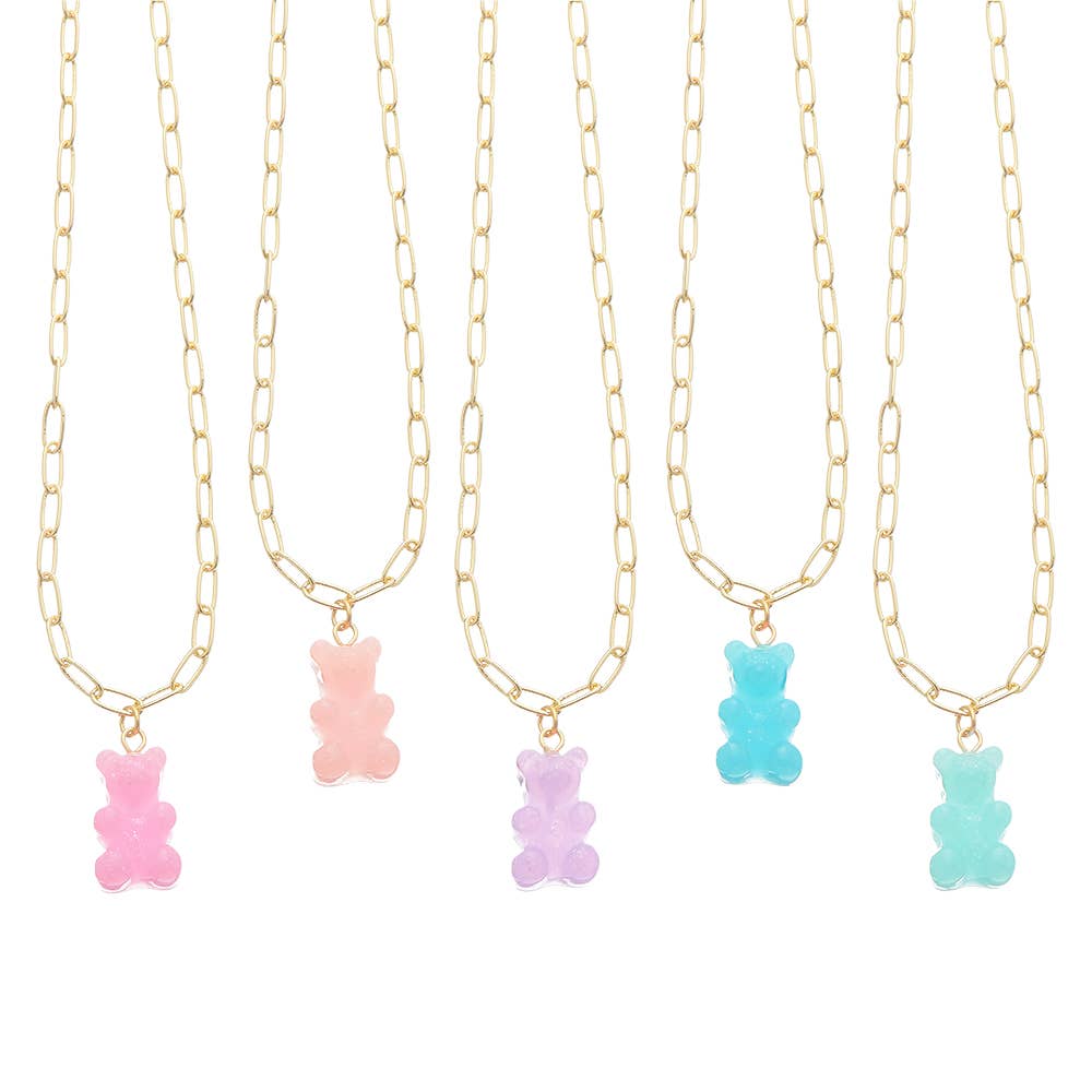 Lil Bear Thang Paperclip Necklace - Pastel Glitter