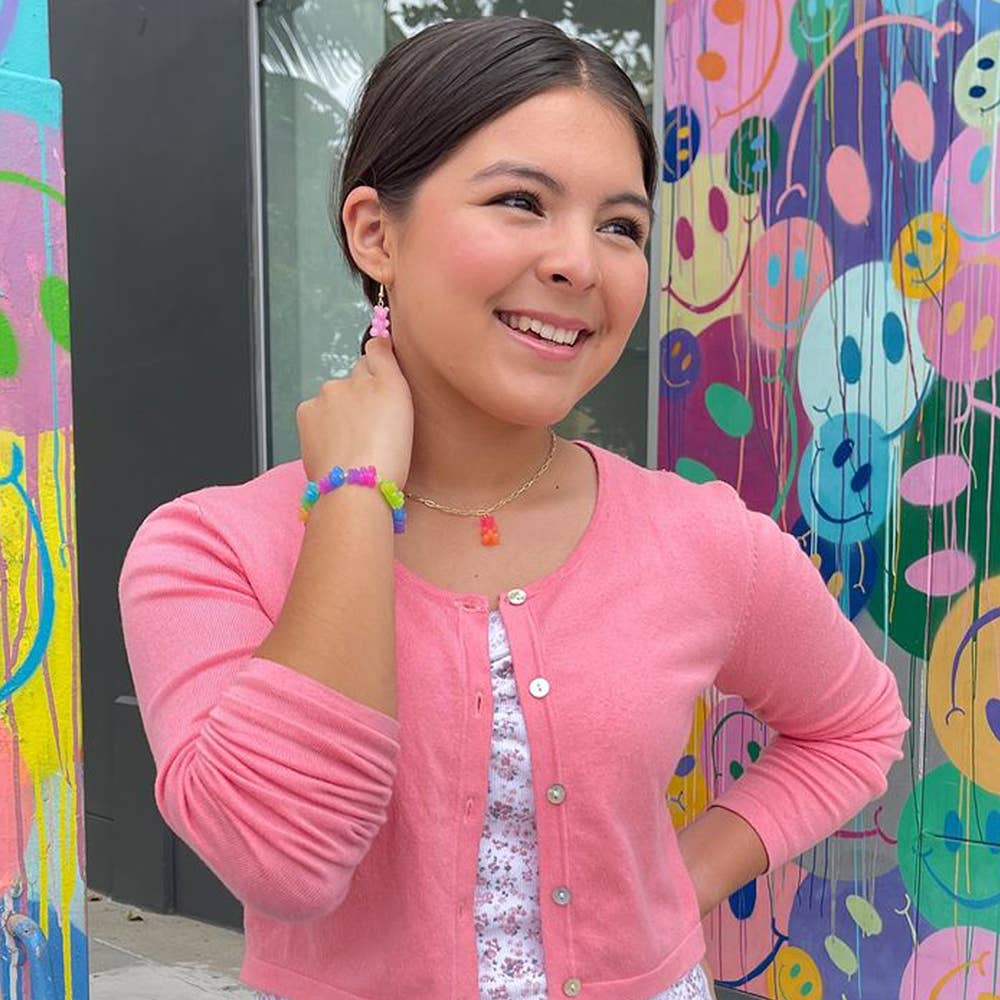 Lil Bear Thang Paperclip Necklace - Pastel Glitter