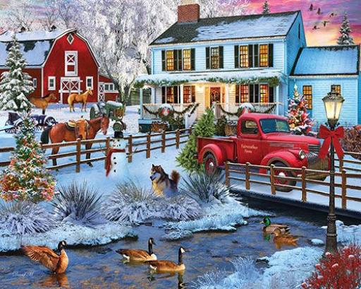 White Mountain Christmas On The Farm 1000 Pc