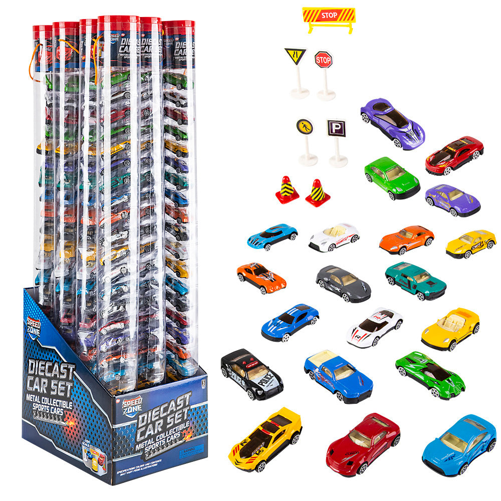 SpeedZone Diecast Car Tube Set