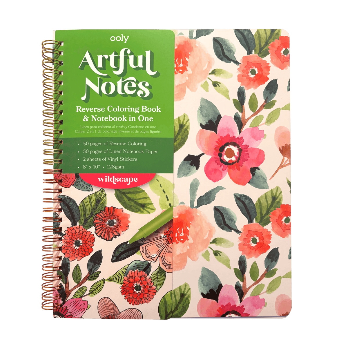 Artful Notes Notebook: Reverse Coloring Wildscape