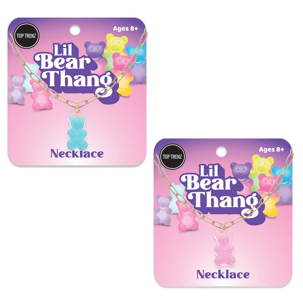 Lil Bear Thang Paperclip Necklace - Pastel Glitter