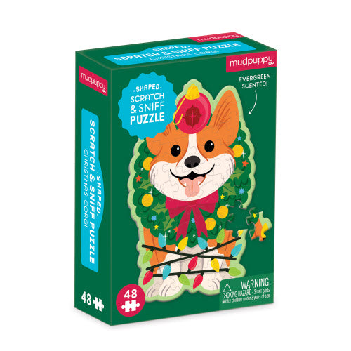 Puzzle 48 Mini Scratch Sniff Christmas Corgi