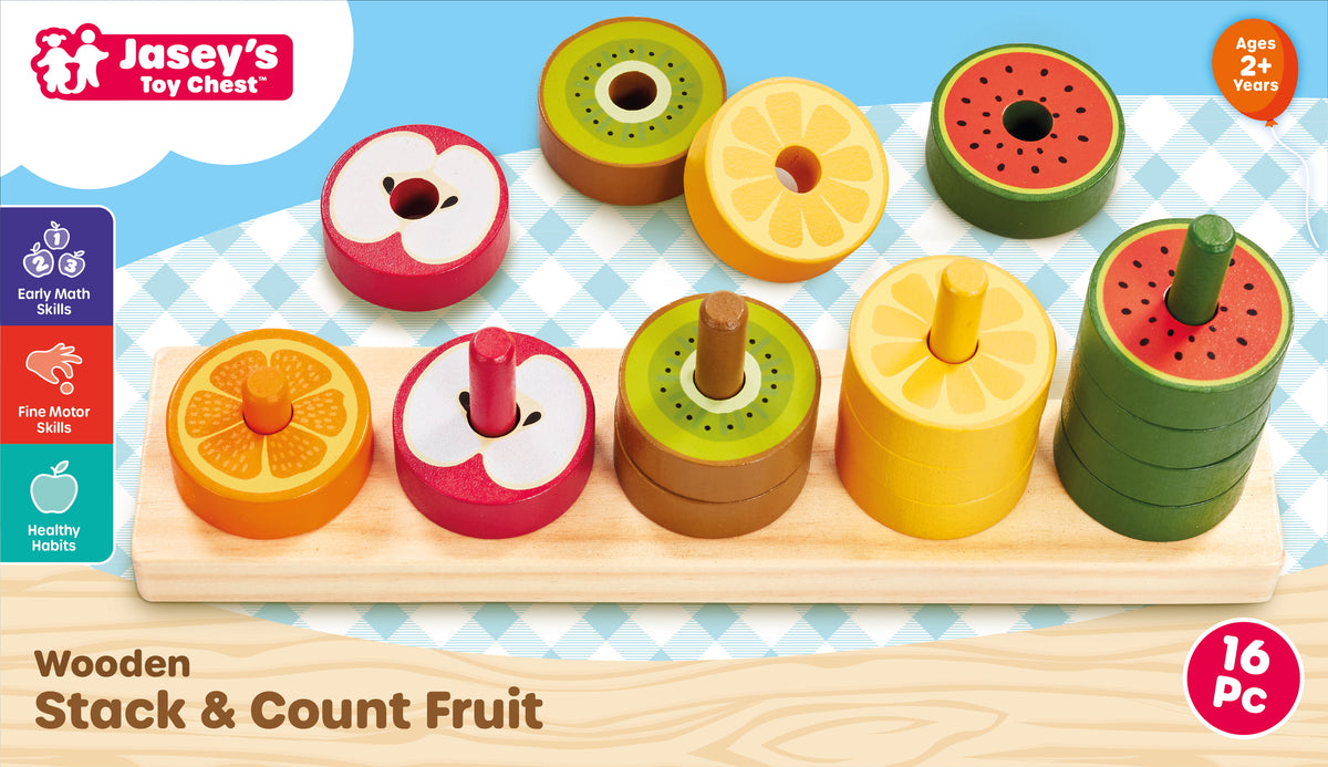 Wooden Stack & Count Fruit